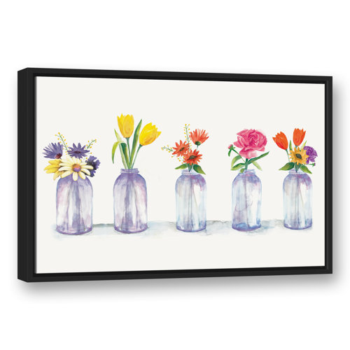 Laurel Foundry Modern Farmhouse Painted Flowers In Glass Jars On Canvas